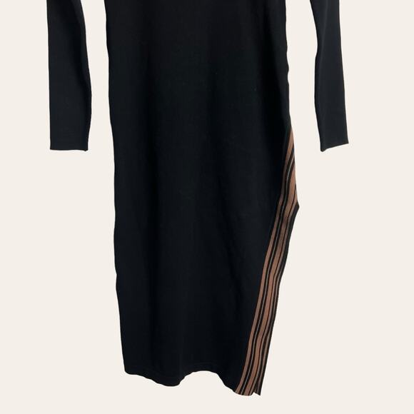 Toccin Blake Striped Ribbed Black Brown Turtleneck Sweater Dress Size S - Picture 9 of 15
